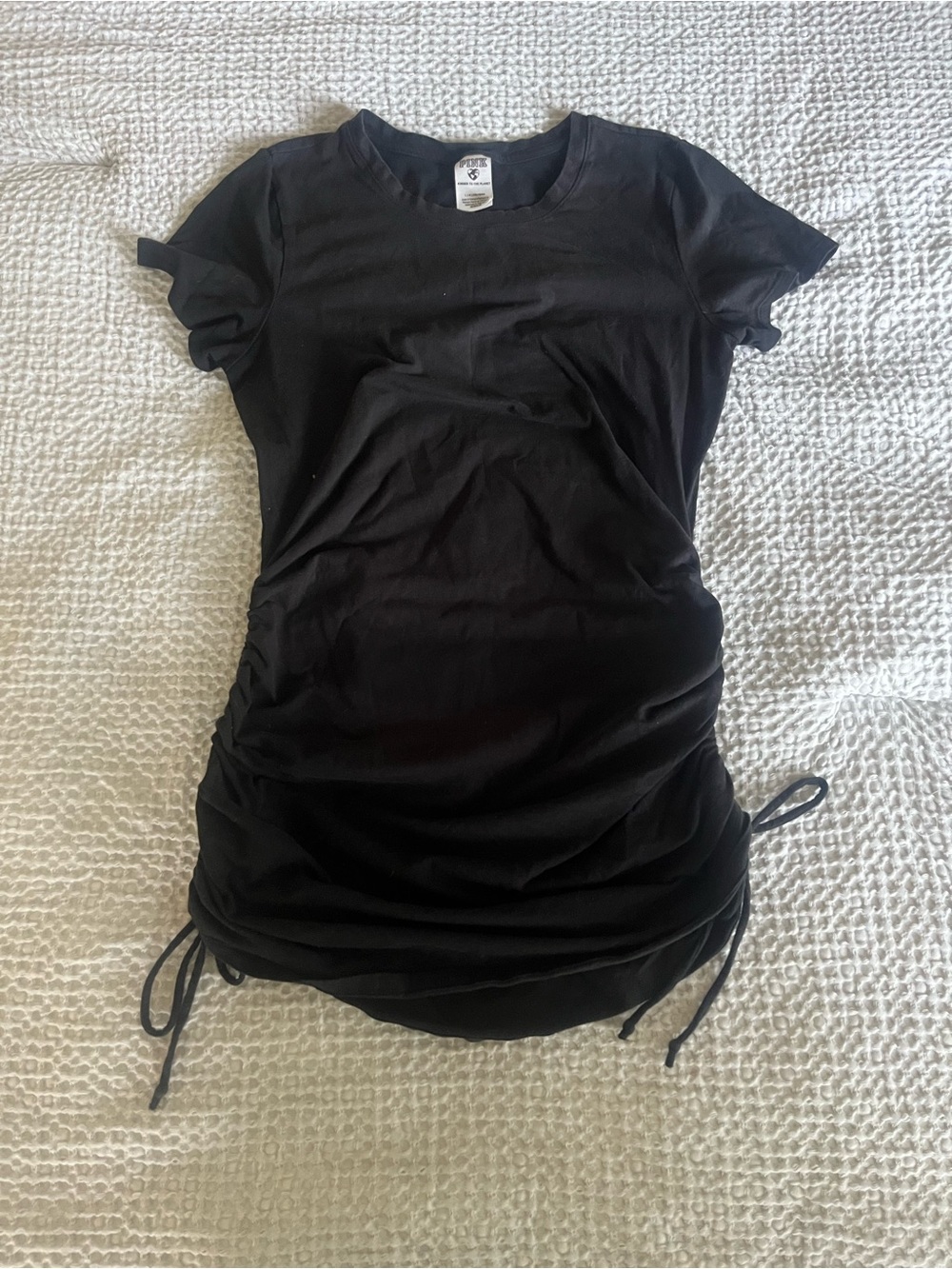 Vs Pink Cotton Mini Tee Shirt Dress Size Large Black Short Sleeve